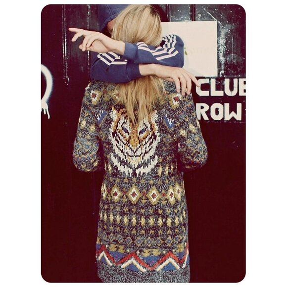 Jackson Rowe Bengal Tiger Knit Cardigan Sweater sz S - Picture 4 of 11